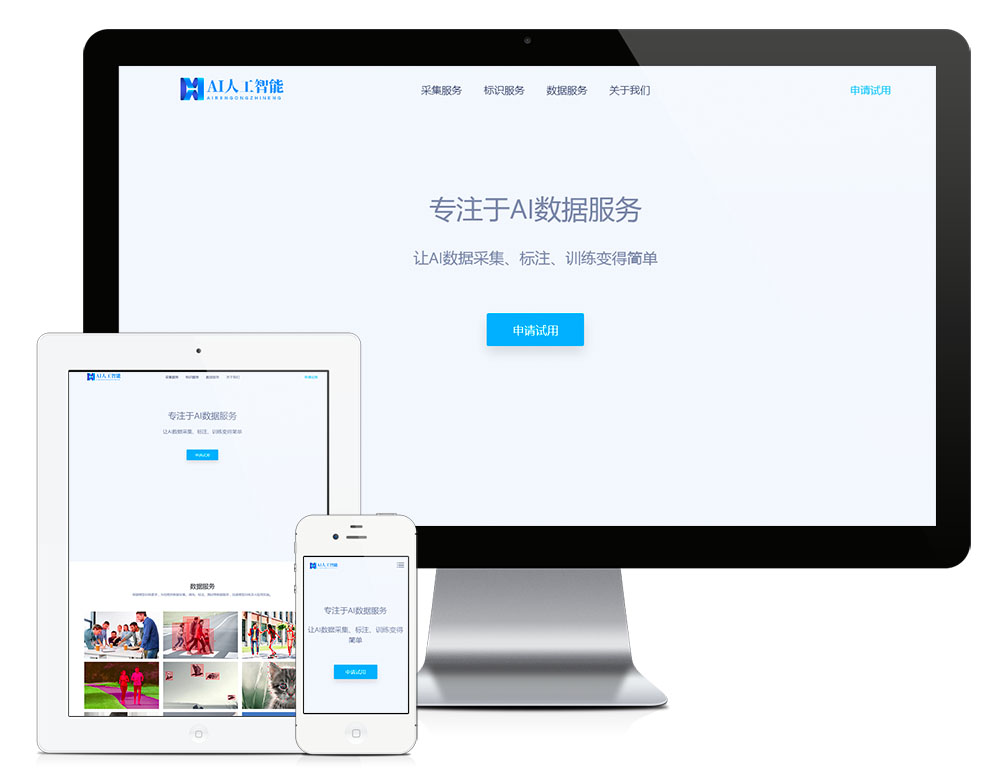 响应式AI数据服务采集网站模板-资源网